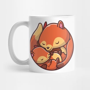 Cute Mommy Fox With Baby Fox Mug